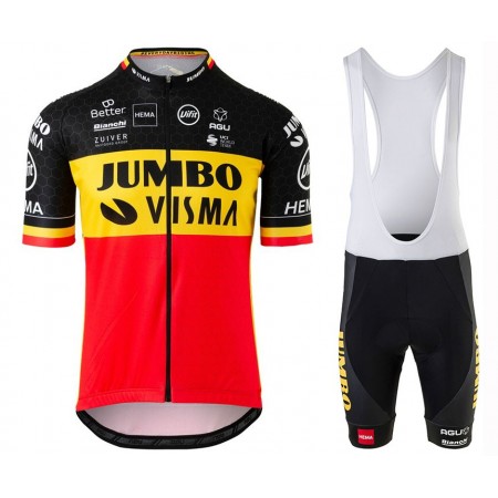 Tenue Cycliste et Cuissard à Bretelles 2020 Team Jumbo-Visma Championnats de Belgique N001